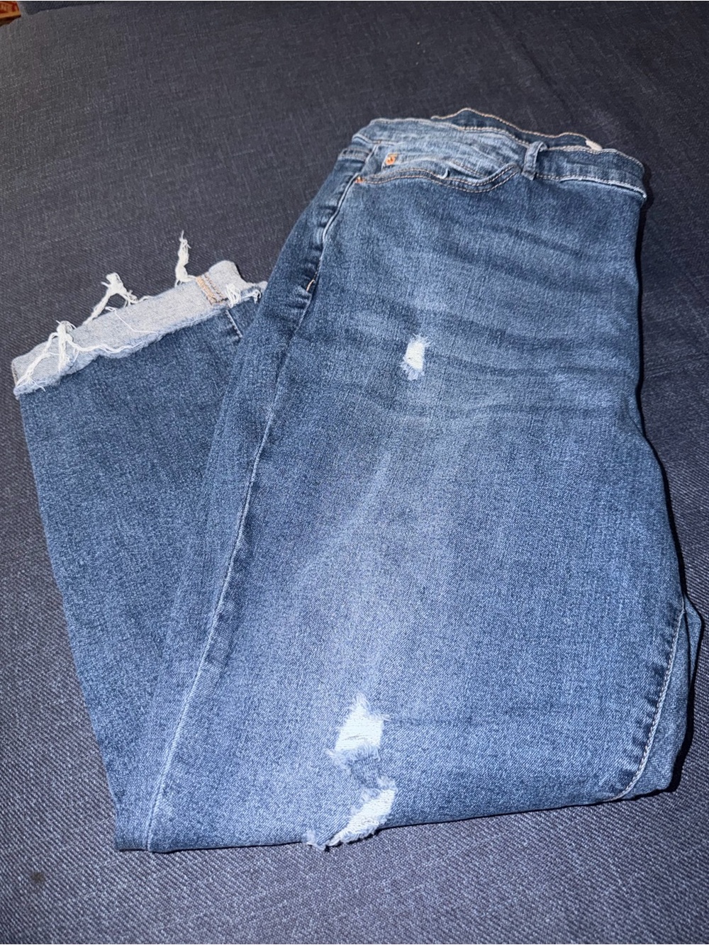 Women’s Dark Blue Distressed Jeans